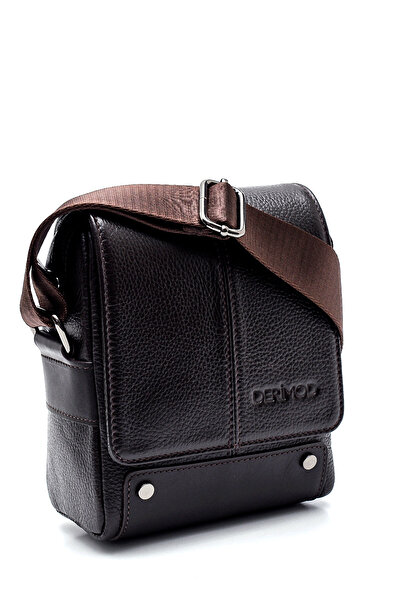 Derimod Ανδρική δερμάτινη τσάντα Messenger καφέ 21SBD310514