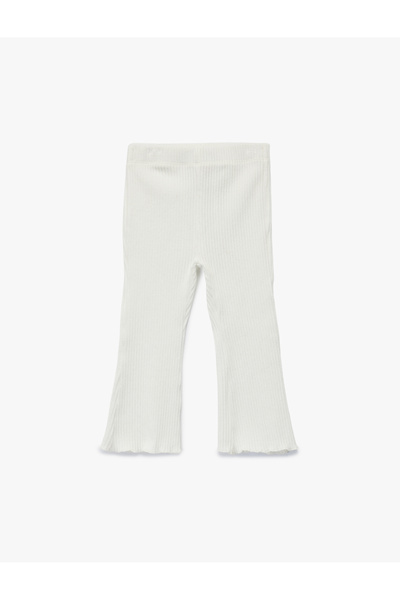 Koton Cotton Basic Velvet Leggings with Elastic Waist and Flared Legs