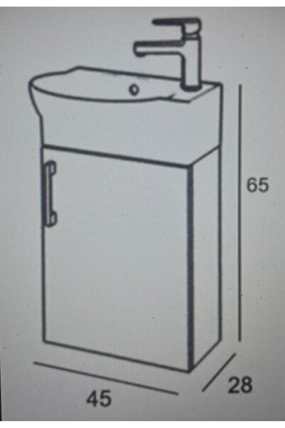 Turkuaz Banyo ve Tuvalet Mini Köşe Lavabo 28*45 Cm (banyo Dolabı Dahil)