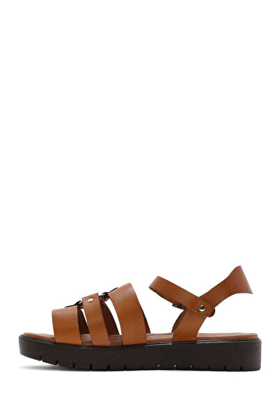 Derimod Women's Tan Ankle Buckle Genuine Leather Sandals 25Sfd333918