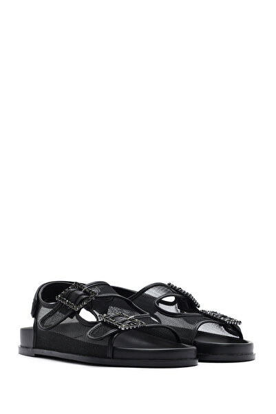 Derimod Women's Black Stone Buckle Sandals 25Sfd44236F