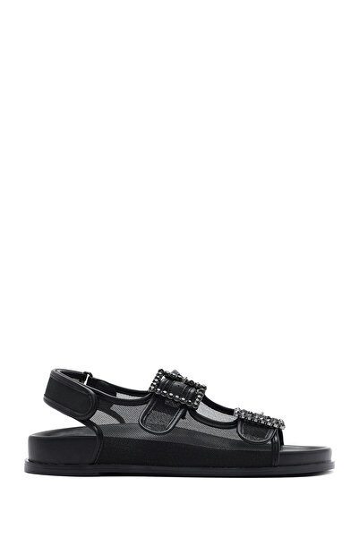 Derimod Women's Black Stone Buckle Sandals 25Sfd44236F