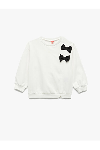 Koton Raised Long Sleeve Crew Neck Bow Sweatshirt