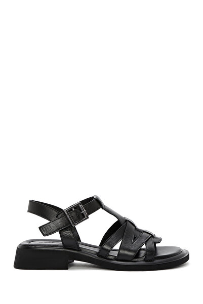 Derimod Women's Black Ankle Buckle Genuine Leather Sandals 25Sfd362518