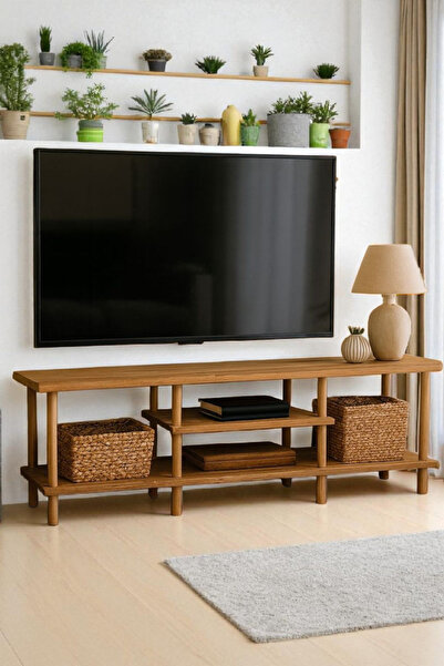 HESA Konsol modern tasarım ahşap ayaklı Atlantik çam desenli 30*43*120cm