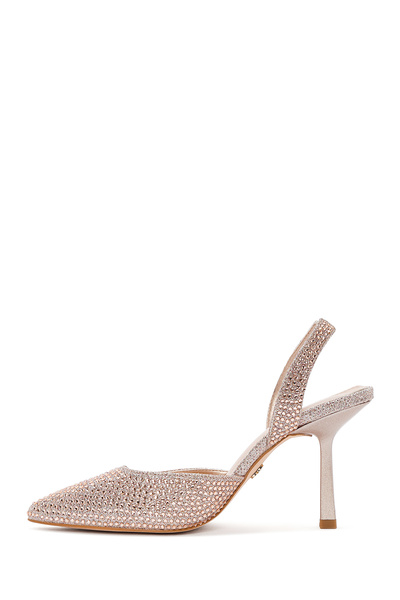 Derimod Women's Gold Stone Open Back Thin Heeled Shoes 25Sfe4914Ts