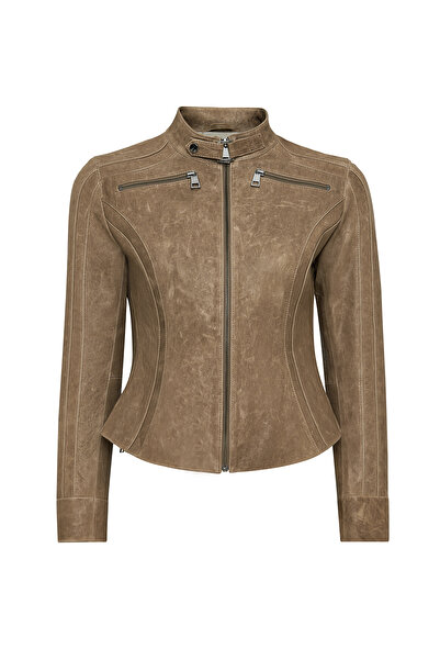 Derimod Brazil Kadın Vizon Kısa Deri Ceket 25SGD5303VD
