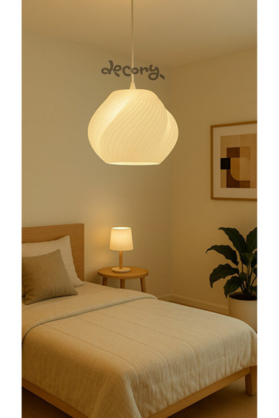 decory Tyra Beyaz Avize Yatak Odası, Mutfak, Oturma Odası Tasarım Tekli Sarkıt Avize (PLASTİK) E27