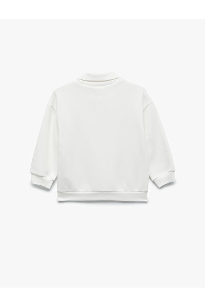 Koton Uzun Kollu Şardonlu Baskılı Polo Yaka Sweatshirt