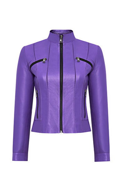 Derimod Linda Kadın Mor Kısa Deri Ceket 25SGD5200FH