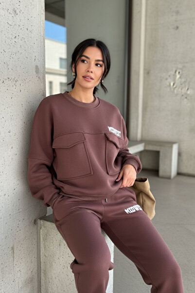 Ferte Women's Oversized Tracksuit Set Sweatshirt & Tracksuit Bottoms Set Prin...