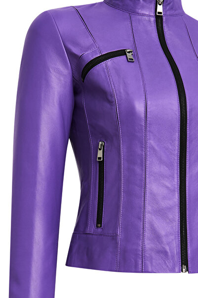 Derimod Linda Kadın Mor Kısa Deri Ceket 25SGD5200FH