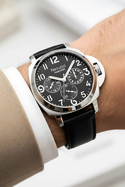 Ferrucci Function Siyah Renk Deri Kordonlu Erkek Kol Saati zmfer064