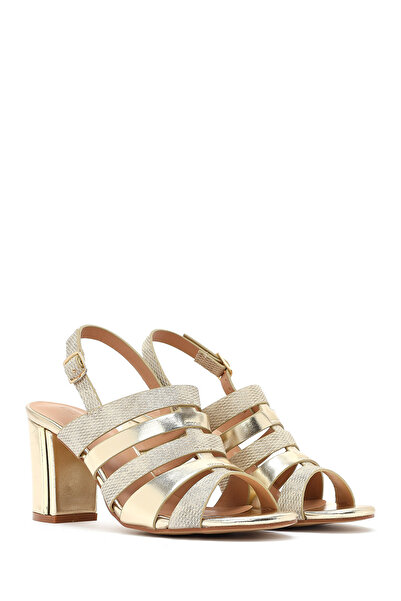 Derimod Pantofi de seară cu toc gros cu cataramă aurie pentru femei Sandale metalice 25SFE466632