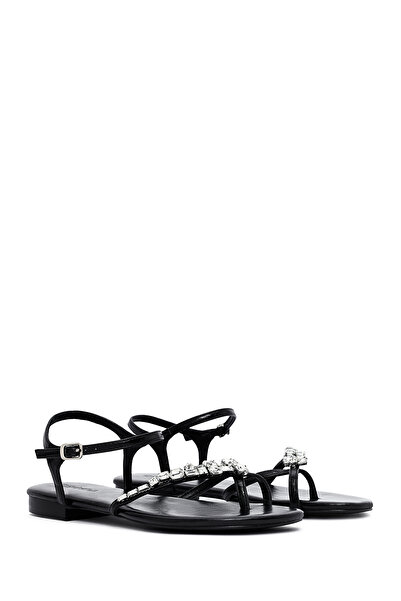 Derimod Women's Black Stone Flip Flops Sandals 25Sfe482914