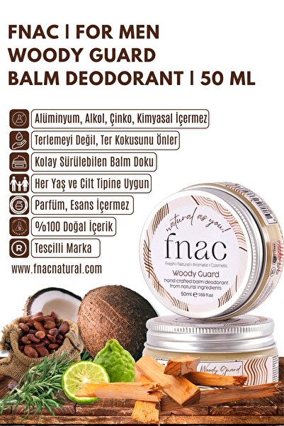 fnac %100 Doğal İçerikli Ter Kokusu Önleyici Krem Deodorant|Alüminyumsuz Alkolsüz Doğal Deodorant|Erkek