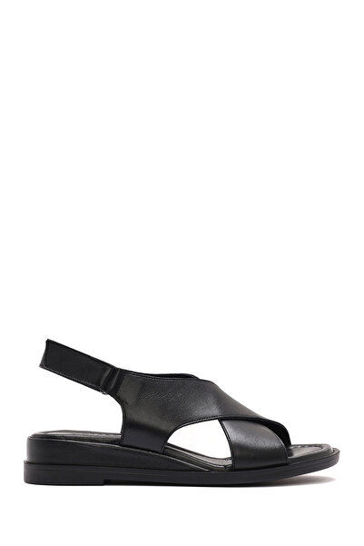 Derimod Women's Black Strappy Genuine Leather Sandals 25Sfd362618