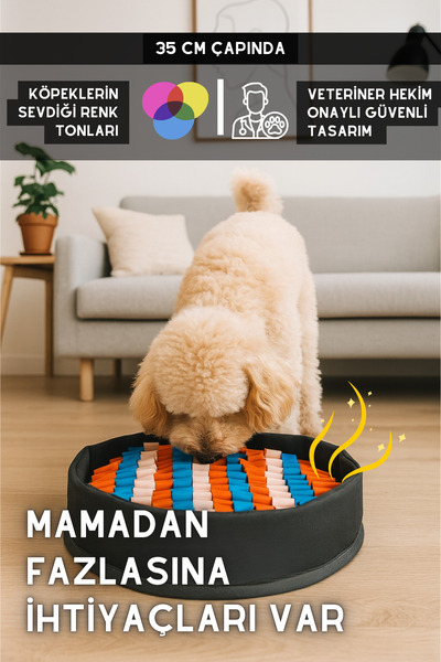 pawdaz Bulyut (35 CM) - Köpek Koku Eğitim Matı, Bulma, Koklama ve Yavaş Yeme Oyuncağı, Kaymaz Taban