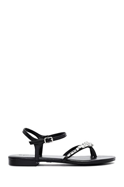 Derimod Women's Black Stone Flip Flops Sandals 25Sfe482914