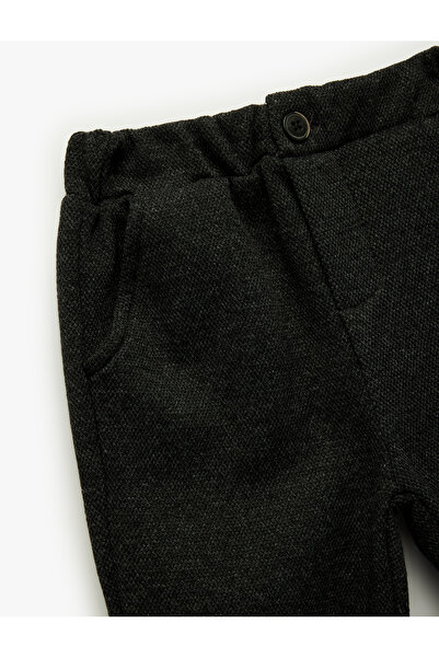 Koton Button Detailed Pocketed Basic Pants with Elastic Waist, Sweatpants Look