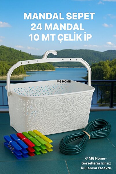 MG HOME SET TAKIL Set cu 24 de cuie pentru haine, cu 10 metri de frânghie de ...