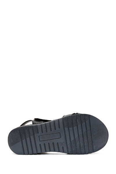 Derimod Women's Black Strappy Genuine Leather Comfort Sandals 25Sfd340318