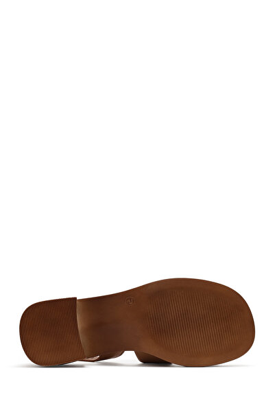 Derimod Γυναικεία παπούτσια με κοντό τακούνι με αγκράφα σε καφέ χρώμα Σανδάλια από γνήσιο δέρμα 25SFD341118