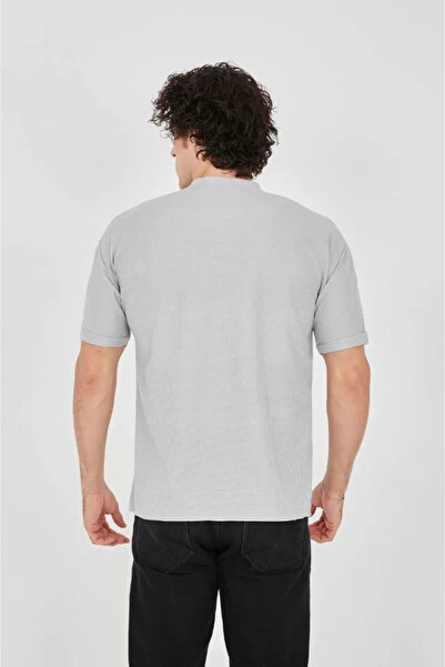 ARONA Mdb Unisex Waffle Fabric Comfortable Sleeve Thirt Dyed Gray