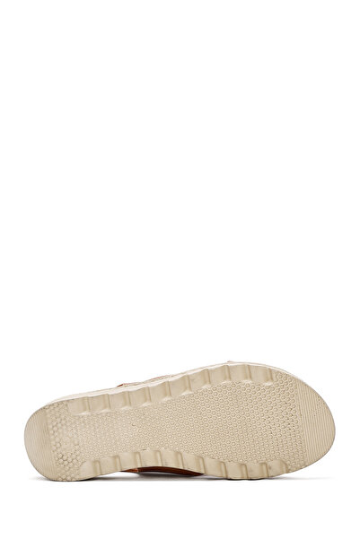 Derimod Women's Tan Buckle Leather Comfort Sandals 25Sfd410318