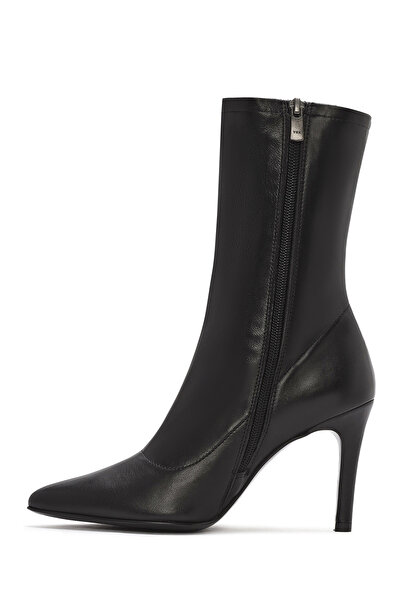 Derimod Kadın Siyah Fermuarlı İnce Topuklu Deri Bot 24WFD143018