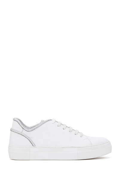 Derimod Women's White Lace-Up Stone Leather Sneaker 25Sfd 290618