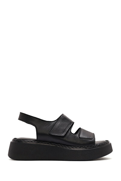 Derimod Γυναικεία άνετα σανδάλια από γνήσιο δέρμα με μαύρη ζώνη με χοντρή σόλ...