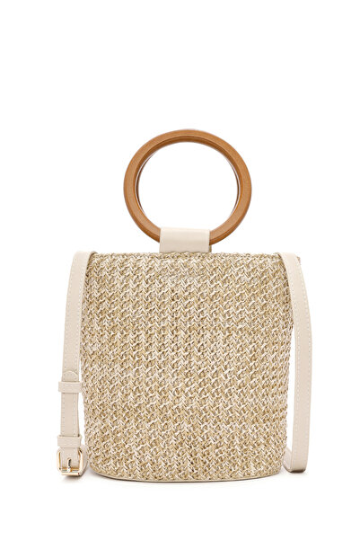 Derimod Women's Cream Straw Handbag 25Sbd2921M7