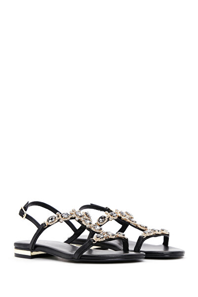 Derimod Women's Black Stone Sandals 25Sfd 440514