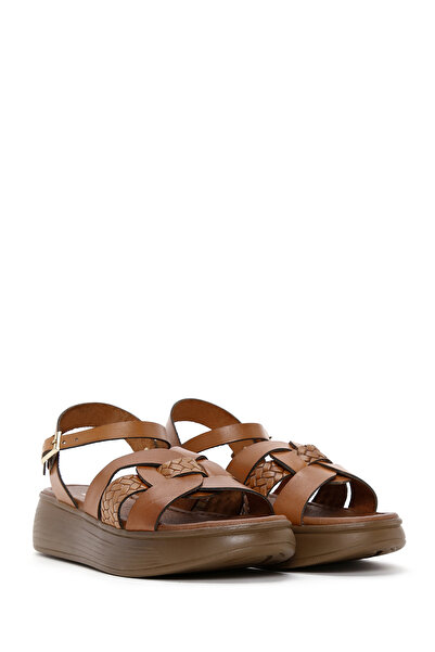 Derimod Γυναικεία πέδιλα από γνήσιο δέρμα με χοντρή σόλα με πλέξη με λεπτομέρειες 25SFD331818