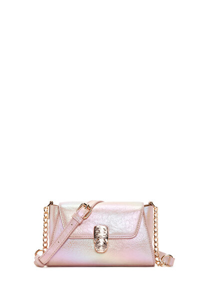 Derimod Γυναικεία Μίνι τσάντα χιαστί από ροζ μεταλλικό λουστρίνι 25SBD280123