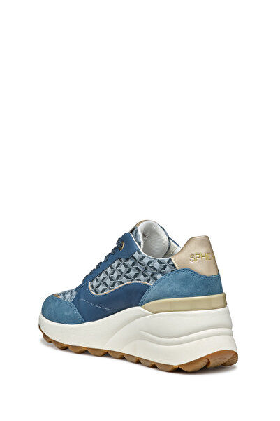 Geox Kadın Mavi D Spherica Ec13 A - Nap + Emb.Te Bağcıklı Dolgu Topuklu Sneaker D45WAA085DSC4005