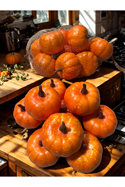 Home Yapay Dekor Balkabağı 8 adet, Halloween Süs Kabakları
