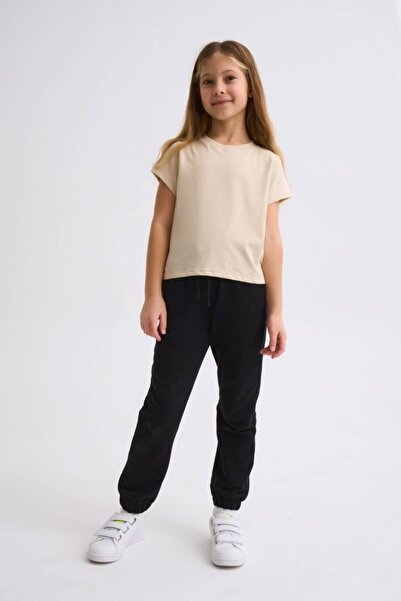 THERECOLOR Black Lace-Up Two-Pocket Organic Sweatpants for Girls