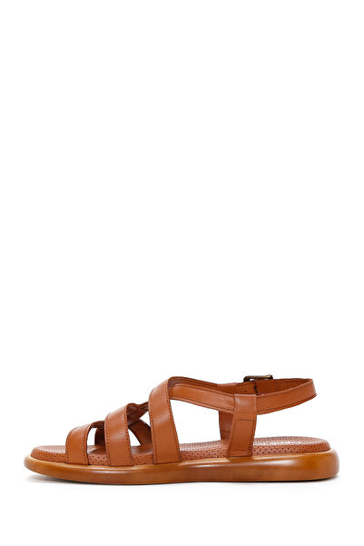 Derimod Kadın Taba Bilekten Bantlı Hakiki Deri Sandalet 25SFD360518