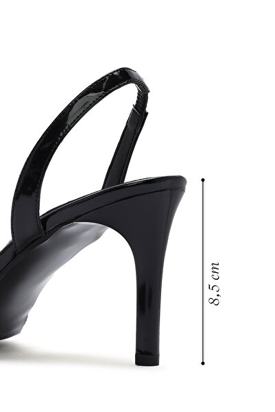 Derimod Kadın Siyah Arkası Açık Rugan Deri İnce Topuklu Ayakkabı 25SFD161816