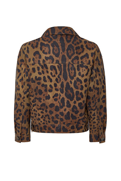 Derimod Valenza Kadın Kahverengi Leopar Desenli Deri Ceket 24WGD5276W2