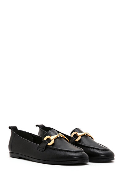 Derimod Kadın Siyah Tokalı Hakiki Deri Maskülen Loafer, Casual Ayakkabı, Günlük Ayakkabı 25SFD200518
