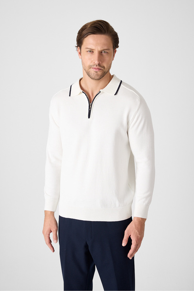 Frappoli Ανδρικό αθλητικό γιακά πόλο από βαμβάκι με φερμουάρ, ανδρικό κόκκαλο Solin