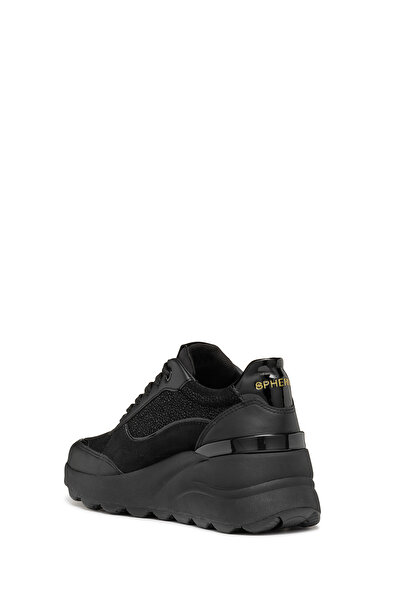 Geox Kadın Siyah Spherica Ec13 Bağcıklı Kalın Taban Deri Sneaker D45WAA0JS85C9999