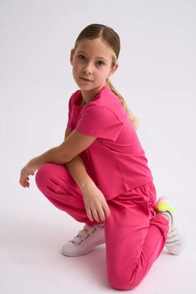 THERECOLOR Organic Crop T-Shirt Girl's Pink Short Sleeve