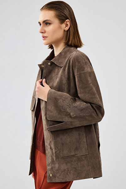 Derimod Jennifer Kadın Vizon Süet Deri Ceket 24WGD522810