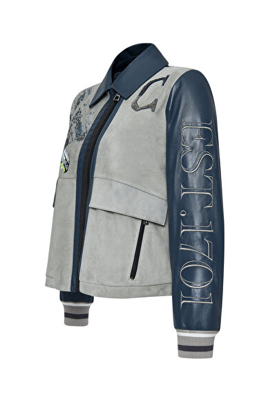 Derimod Fay Kadın Gri Gömlek Yaka Süet Deri Ceket 24WGD521810