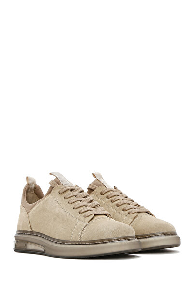 Derimod Men's Beige Lace-Up Suede Leather Sneaker 25Sfd 631410