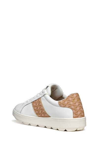 Geox Women's White D Spherica Ecub - 1 a - Na + Pr.Sy Laced Leather Sneaker D46Wea08504C1Z8Z